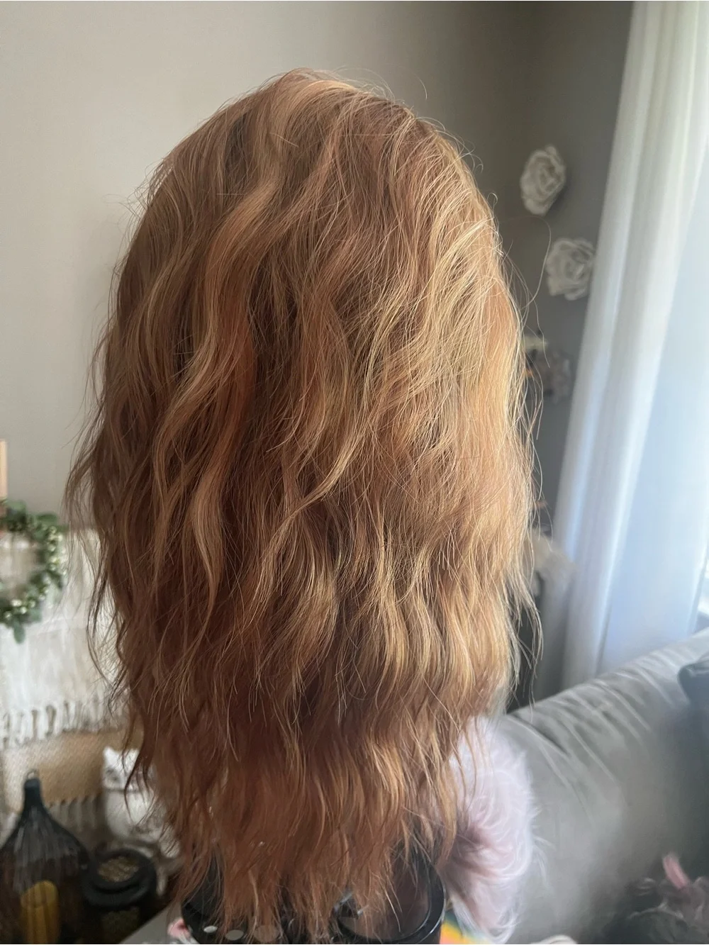 Long Wavy Synthetic Hairpiece in Warm Strawberry Blonde